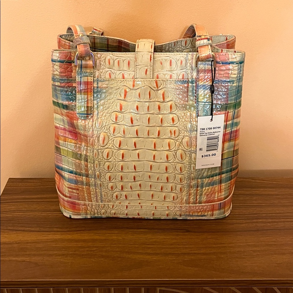 NWT BRAHMIN Colorful Crocodile Embossed Tote Bag - Picture 4 of 6